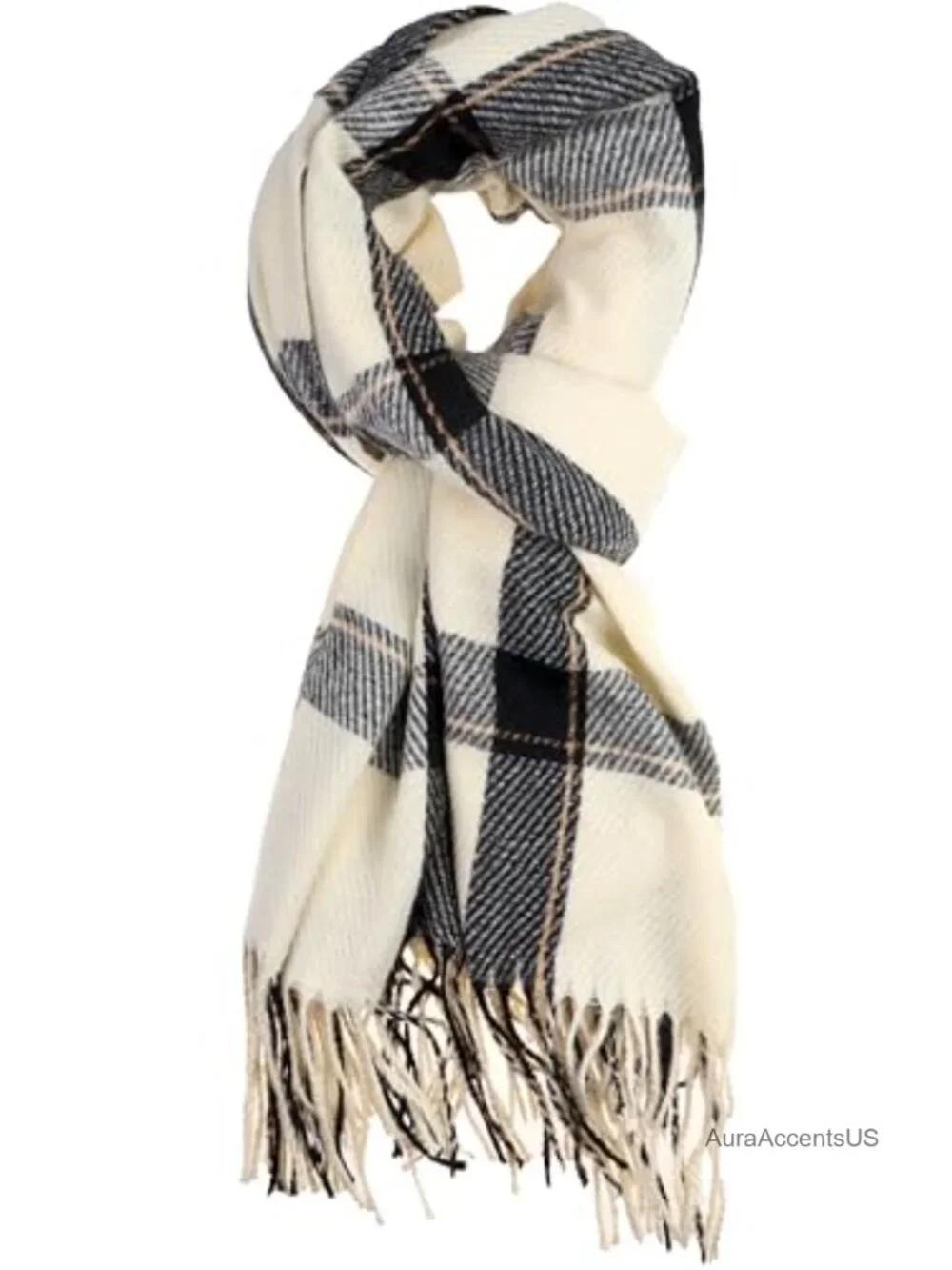 Plaid Cashmere Feel Oversized Shawl Wrap Scarf for Women - Fall Winter Blanket